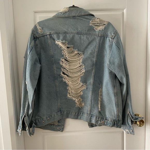 TOPSHOP Distressed Jean Jacket US Size 6 - Picture 4 of 4